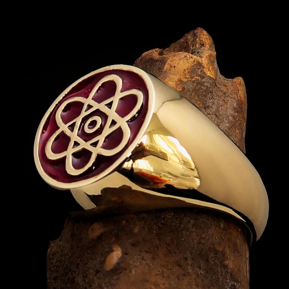 Anillo para Profesor con Símbolo del Átomo Rojo – Latón Macizo