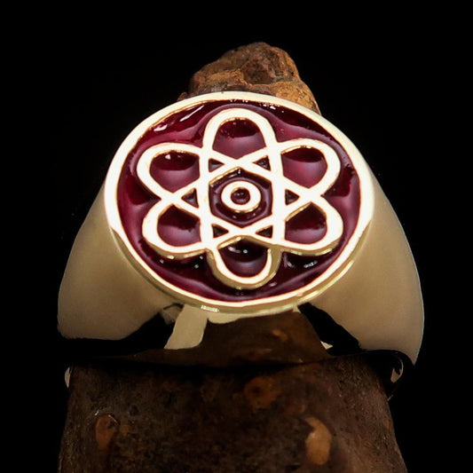 Anillo para Profesor con Símbolo del Átomo Rojo – Latón Macizo