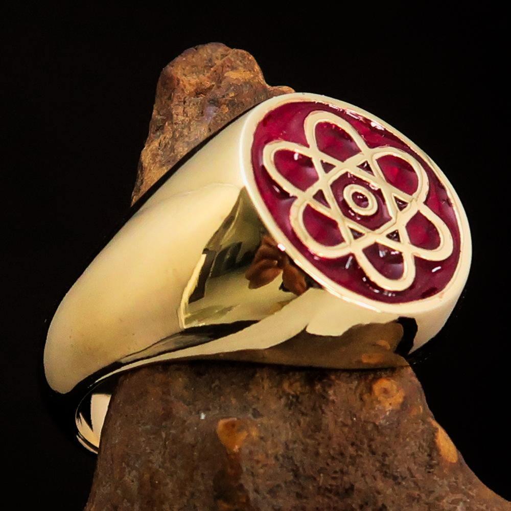 Anillo para Profesor con Símbolo del Átomo Rojo – Latón Macizo