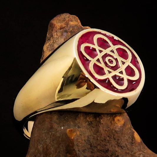 Anillo para Profesor con Símbolo del Átomo Rojo – Latón Macizo