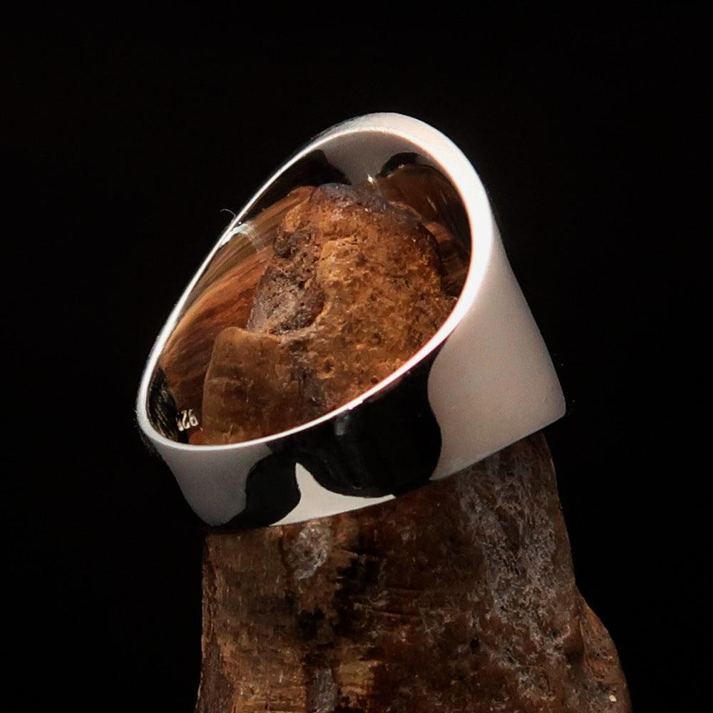 Anillo Redondo con Símbolo de la Paz Rojo para Hombre – Plata Esterlina 925