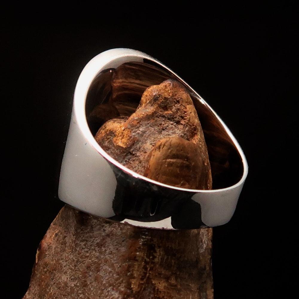 Anillo Redondo con Símbolo de la Paz Rojo para Hombre – Plata Esterlina 925