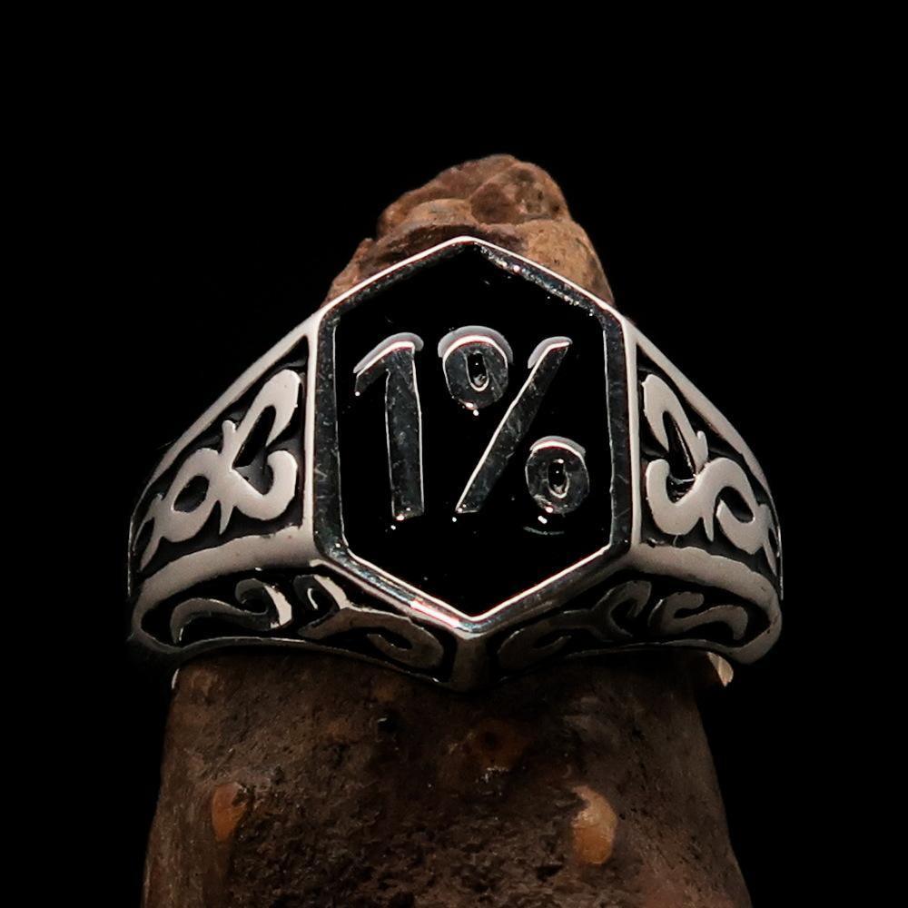 Anillo Biker Negro 1% para Hombre – Plata Esterlina 925