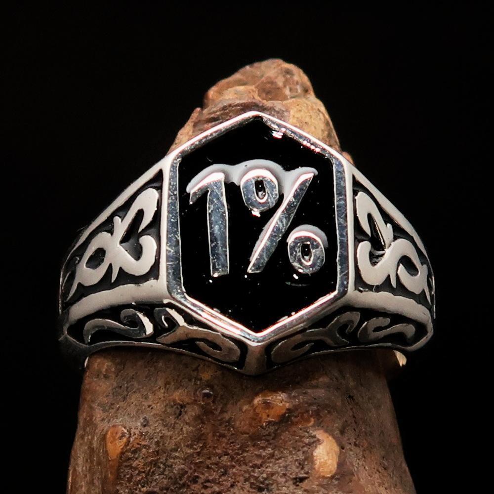 Anillo Biker Negro 1% para Hombre – Plata Esterlina 925