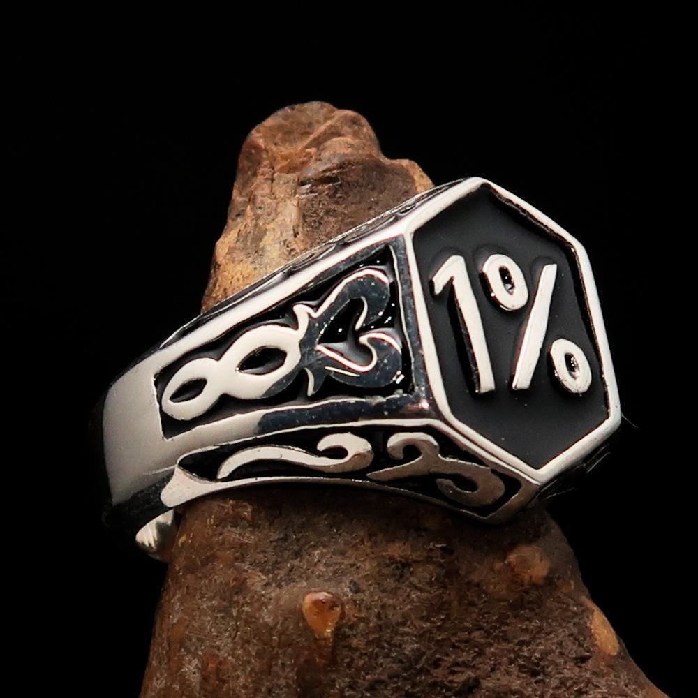 Anillo Biker Negro 1% para Hombre – Plata Esterlina 925